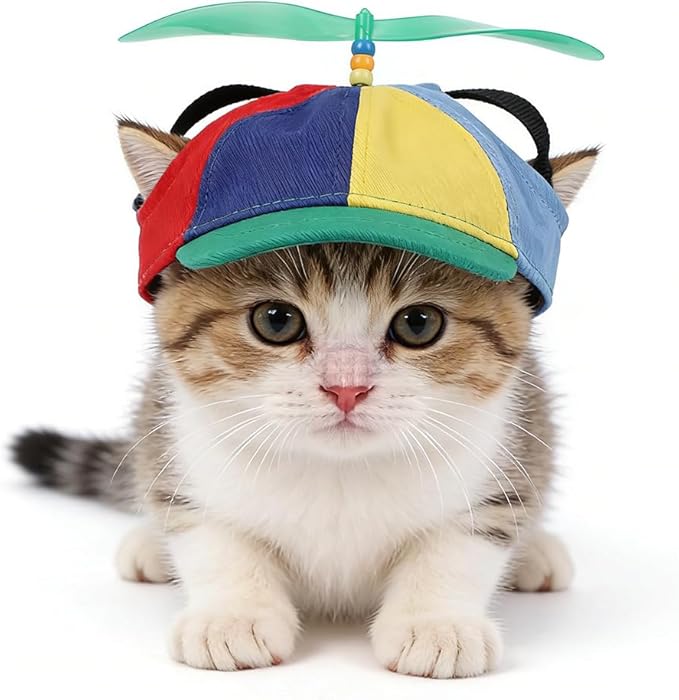 Pet Propeller Hat Cat Dog Colorful Pet Sun Protection Adjustable Baseball Cap Rainbow Pet Spinner Hat Funny Puppy Kitty Baseball Cap
