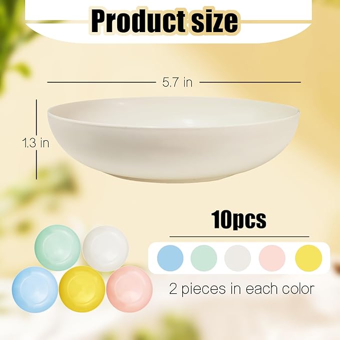 10 Pcs Cat Food Bowls for Whisker Fatigue Relief, 5.7 Inch Cat Dishes for Food and Water, Wheat Straw Kitten Bowls for Indoor Cats, Wide Shallow Small Pet Dishes Plates
