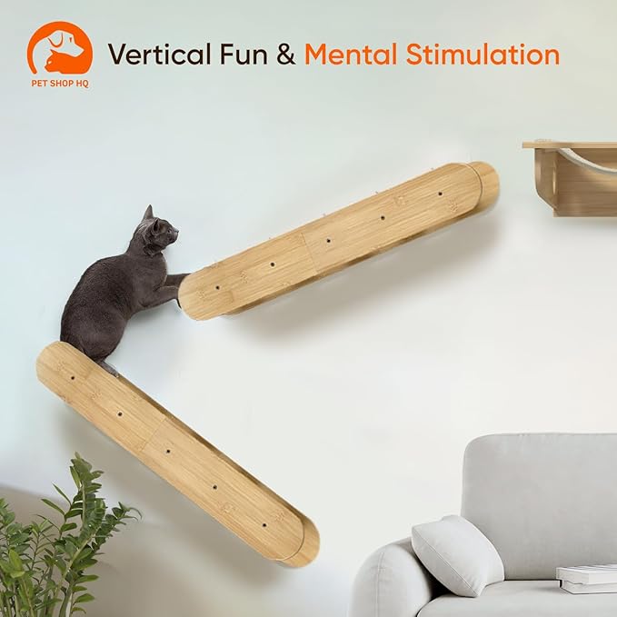 Cat Wall Shelves Furniture for Climbing - Cat House Wall Mounted - Indoor Wooden Floating Furniture - Different Models Including Shelves, Perches, Hammock, Bed, Bridges, Walkways