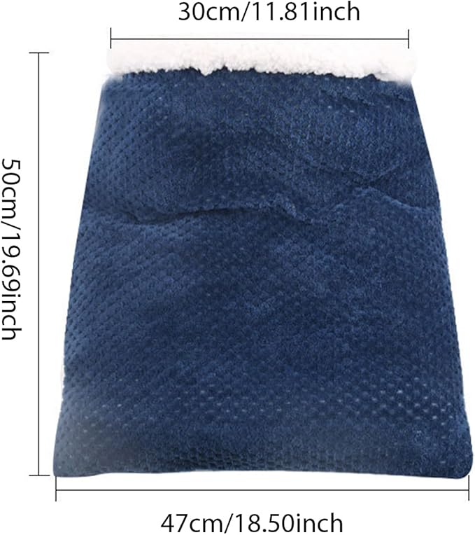 Hibycknl Cat Sleeping Bag - Soft Plush Large Self-Warming Bed for Winter, Cosy Cave 360 Wrap Comfortable Pet Snuggle Sack for Cats up to 6kg, Dark Blue