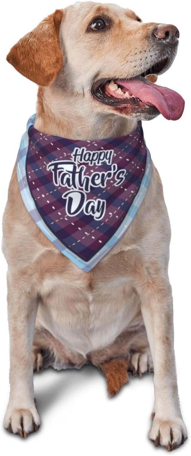 Happy Father's Day Dog Bandana Adjustable Reversible Triangle Dog Scarf Scarves Pet Bibs Costume Accessory Decor for Cats