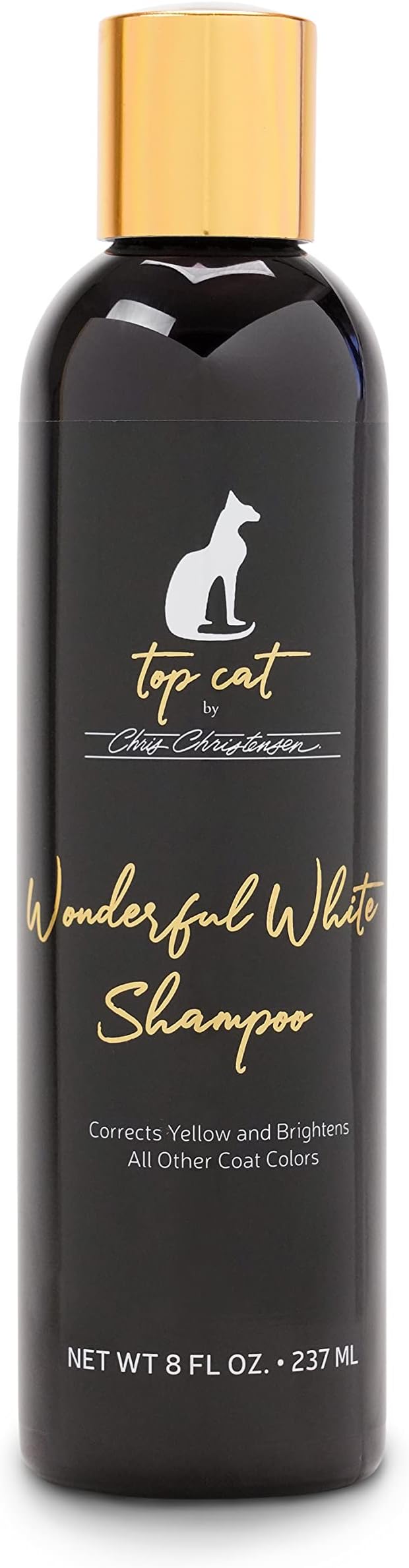 Chris Christensen Top Cat Wonderful White Shampoo for Cats, Groom Like a Professional, Corrects Yellow, Brightens All Coat Colors, Made in USA, 32 oz