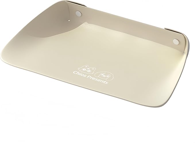 Waterproof Cat Feeding Mat - Non-Slip Leather Pet Food Mat for Cats & Small Dogs, Easy to Clean, Raised Edge to Contain Spills, BPA-Free (Beige, 13” x 9.5” x 2.4")