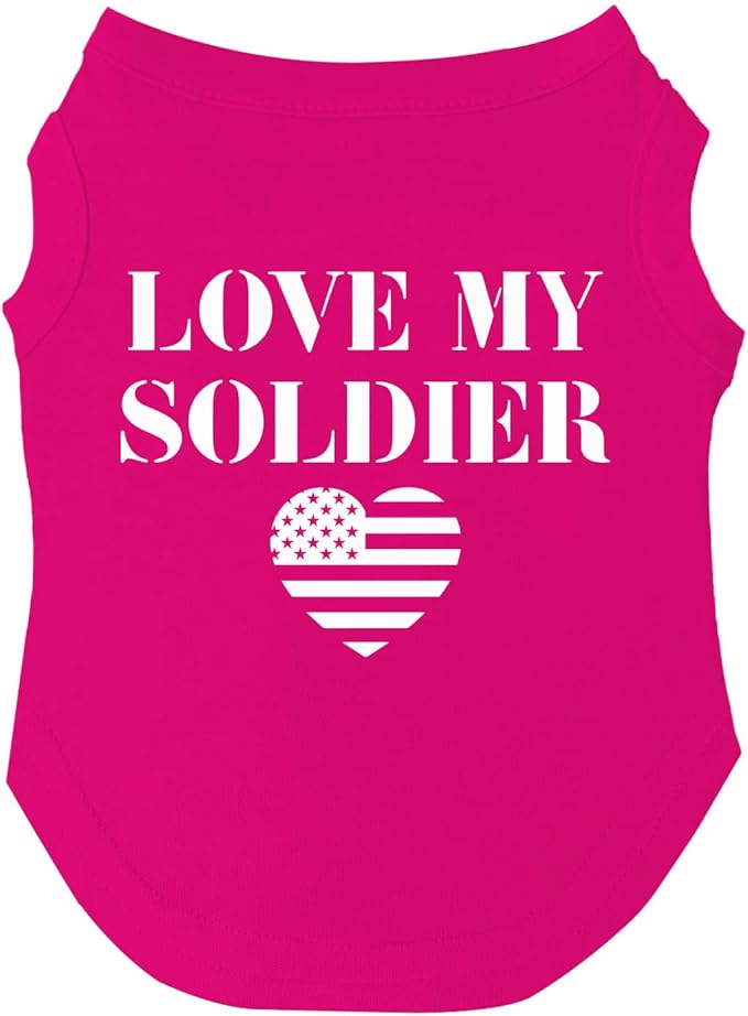 Love My Soldier Dog Tee Shirt | Sleeveless Breeds | Army | Militray | Homecoming |Hot Pink, Large 89