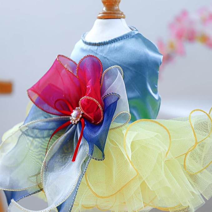 ANIAC Elegant Dog Dress for Small Dogs Girls, Bow Knot Puppy Clothes Female, Cat Princess Tutu Dress, Formal Pet Pary Outfit for Wedding Birthday Valentines (Yellow, X-Large)