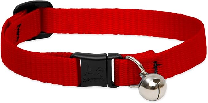 LupinePet Basics 1/2" Red Cat Safety Collar with Bell , 8-12"