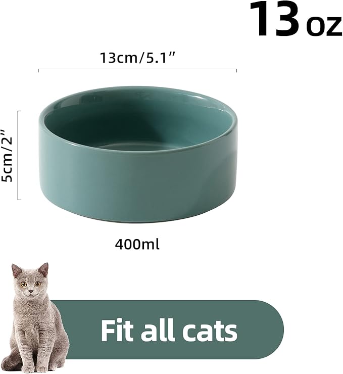 Havniva Cat Bowls Water Bowl Set of Two, 5.1” Ceramic Cat Food and Water Bowl Whisker Friendly Pet Food Bowls for Indoor Cats, Wide Cat Water Dish Prevent Whisker Fatigue Non Slip Cat Feeder