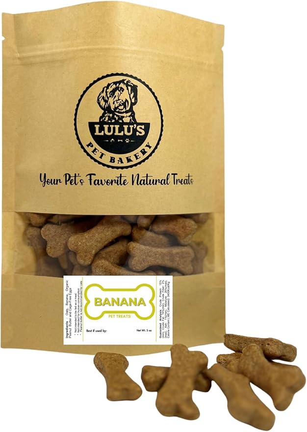 Lulu's Pet Bakery - All-Natural Pet Treats - Human Grade - Made in USA (5oz, Banana)