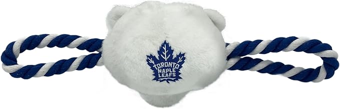 NHL Toronto Maple Leafs Mascot Toy for Dogs & Cats. Cute & Entertaining Face with Heavy-Duty Ropes. 7" Chewy Cartoon Toy with Inner Squeaker