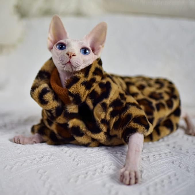 Sphynx Cat Clothes Winter Velvet Warm Soft 2- Layers Winter Jacket Thickened Hairless Cat Coat for Sphynx, Cornish Rex, Devon Rex, Peterbald Cat Clothes (XX-Large)