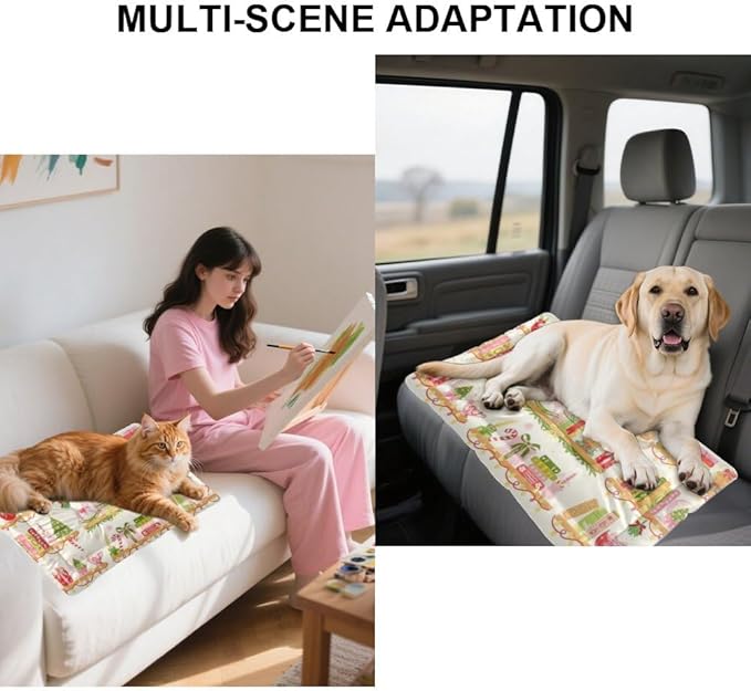 Christmas Bookshelf Pink Cat Crate Bed Non Slip Bottom Dog Winter Mat Washable Dog Crate Pad Pet Friendly Furniture Multi Scenario Multi Model Pad Gift Printed Backseat Pet Bed 24× 18 Inch