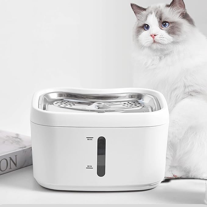 Cat Water Dispenser,2.5L Stainless Steel Smart Automatic Sensing Circulating Pet Drinking Dispenser Pet Water Fountain Inside Cat Dog Drinking Fountain for Home