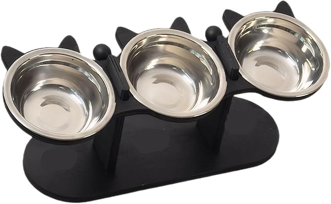 Compatible for Wooden Frame 15° Sloped Cat Bowl Stainless Steel Feeding Watering Kit