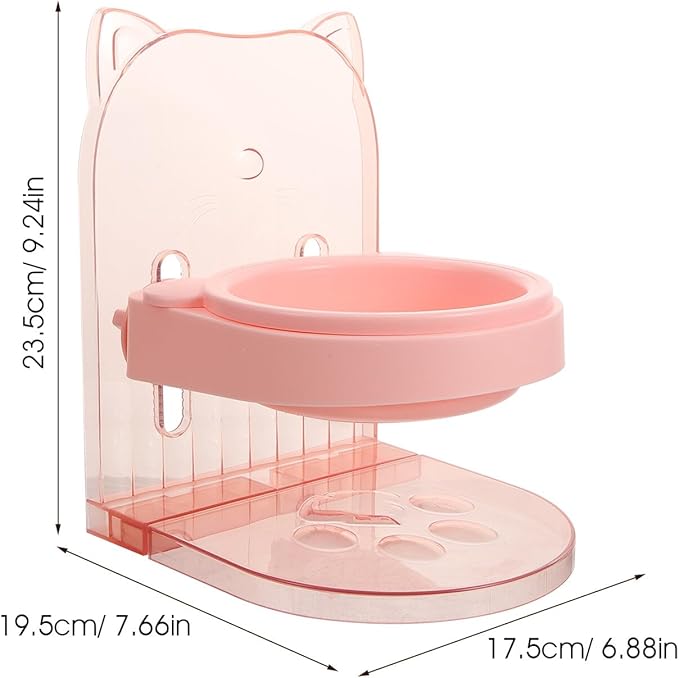 Elevated Pet Food Bowl Stand with Raised Pink Plastic Cat and Dog Feeder Bowl Anti-Spill Design for Small Pets Puppy Feeding and Watering Supplies