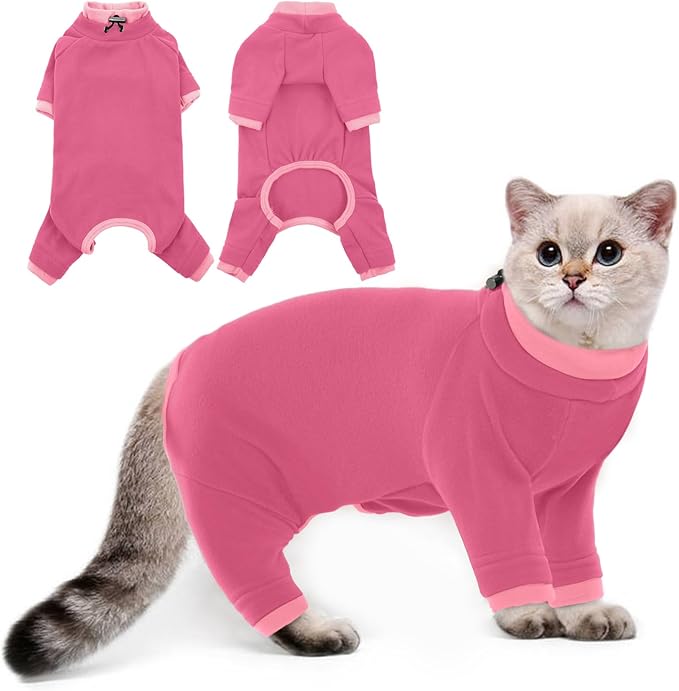 PUMYPOREITY Cat Calming Sweater – Helps Reduce Licking & Grooming Habits, Daily Comfort Shirt for Anxious Cats, Lightweight Fabric for Fur Control, Pink, S