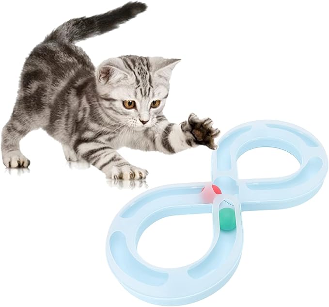 Cat Toys, Cat Tray Toys Kitten Turntable Figure 8 Shaped Cat Turntable Track Ball Toy, Interesting Turntable Kitten Ball Track Toy for Pet Cat Interactive Entertainment