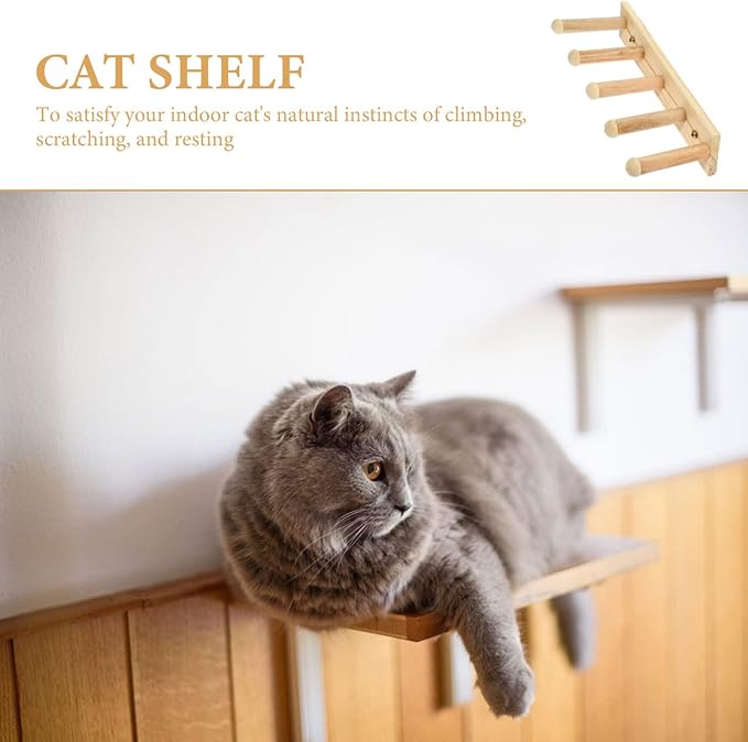 Cat Wall Steps Cat Scratch Wall Mount Shelf Cute Furniture Shelves Elevated Bed Climbing Ladder Steps Indoor Ladder Pet Plaything Wooden Log Tree