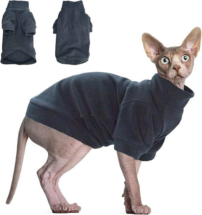 Sphynx Cat Sweater Hairless Cat Clothes Sweater Shirt Soft Warm Long Sleeves Pullover Pet Clothes Pajamas Dog Cloth for Small Dogs Jumpsuit Pet Sweaters (Dark Blue, XX-Large)