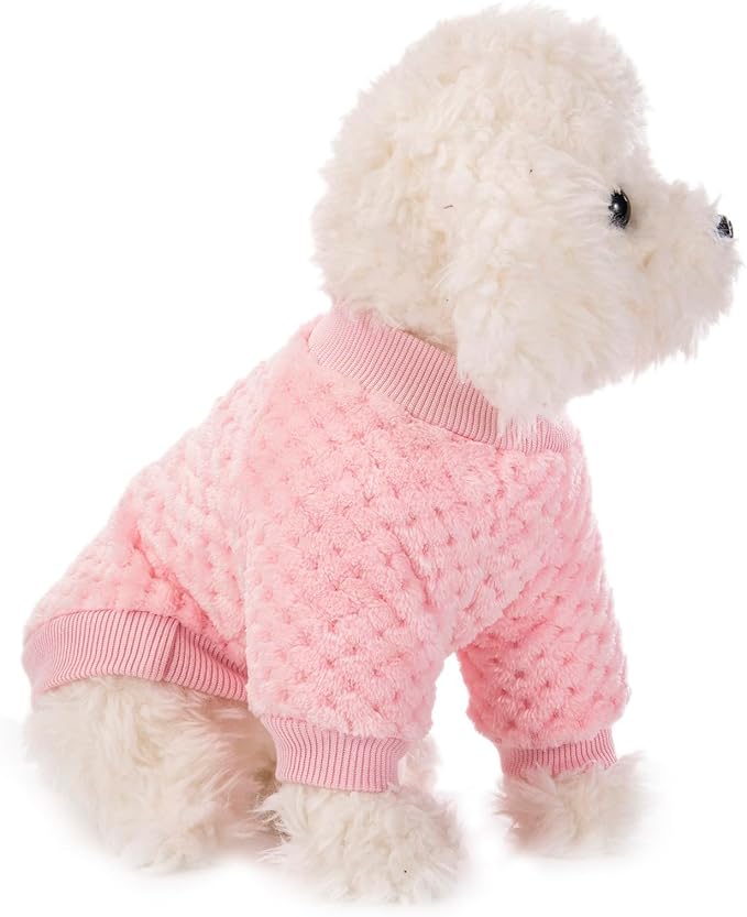 Dog Sweater, 3 Pack Dog Sweaters for Small Medium Dogs or Cat, Warm Soft Flannel Pet Clothes for Dogs Girl or Boy, Dog Shirt Coat Jacket (Medium, Pink+Purple+Light Green)