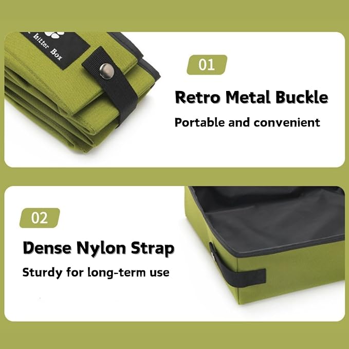 Portable Foldable Cat Litter Box - Waterproof, Leak-Proof for Outdoor Camping, Hotel Stays, Road Trips - Travel Essentials for Cats & Kittens (Green, Large)