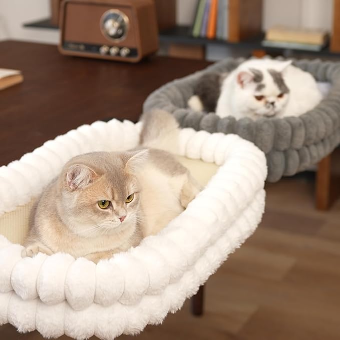 CHEERPALS Cat Desk Bed with Reversible Cushion, 90°Foldable Cat Hammock for Desk Mounted, Suitable for Medium-to-Large Cats and Puppy, Clowd Series(Grey, Medium)