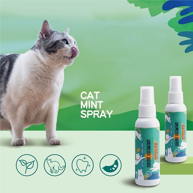 Catnip Spray 1.7 Oz Safe Treat for Indoor Cats Maximum Potency for Kitten Temptations Plastic Bottle Packaging