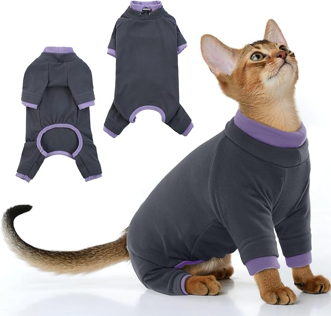 PUMYPOREITY Cat Anti-Licking Sweater – Reduce Over-Grooming & Fur Shedding, Daily Wear Shirt for Calm Cats, Soft & Breathable Skin Protection,Black,XS
