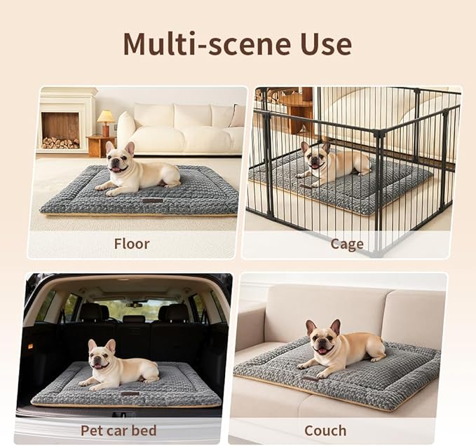 SOMAHE Cat & Dog Bed Mat, Soft Plush Flat Cat Bed with Non-Slip Bottom, 1.2" Thick All-Season Kneading Cushion, Machine Washable Pet Bed for Cats & Small Dogs 20×27Inch, Grey