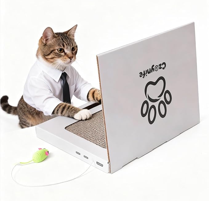Cat Laptop Scratcher, Cat Scratcher Cardboard, Interactive Toys, Kitten Supplies and Stuff for Indoor Cats
