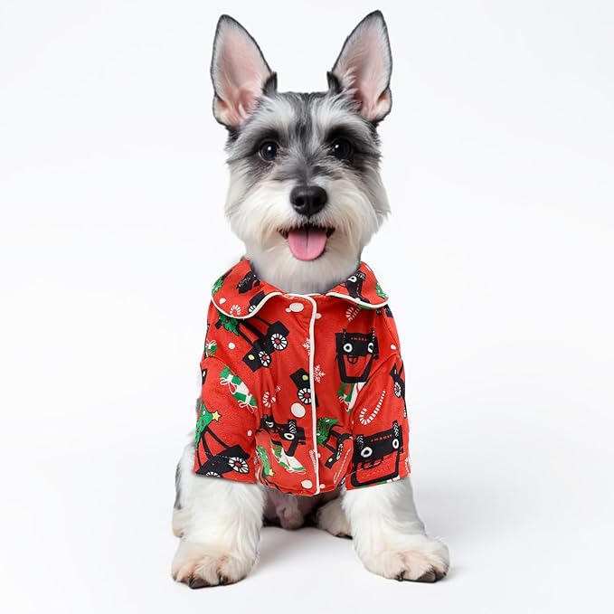 CuteBone Two-Leg Velvet Pet Christmas Pajamas Girl Dog Clothes - Soft, Cozy, and Stretchy Boy Pjs for Small, Medium Dogs and Cats Winter Sleepwear Apparel LTP16XL
