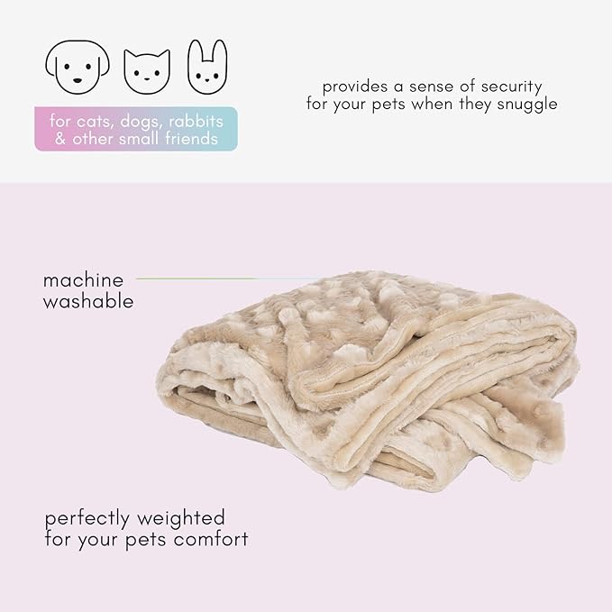 Petique The Velvet Blanky Pet Blanket, Super Soft Cat and Dog Blanket, Double Sided Plush Polyester, Cute Paw Print Design, Reversible, Machine Washable, Large Fleece Kitten and Puppy Blanket