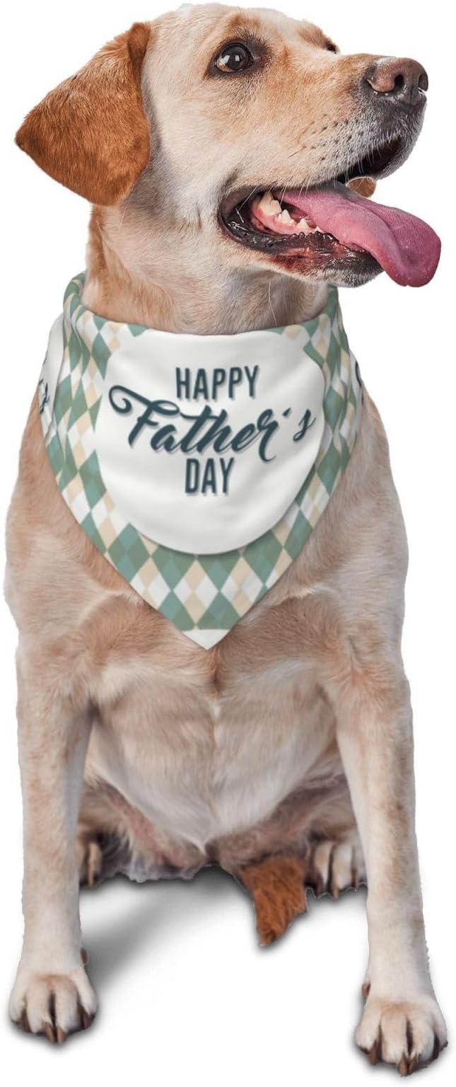 Happy Father's Day Dog Bandana Adjustable Reversible Triangle Dog Scarf Scarves Pet Bibs Costume Accessory Decor for Cats