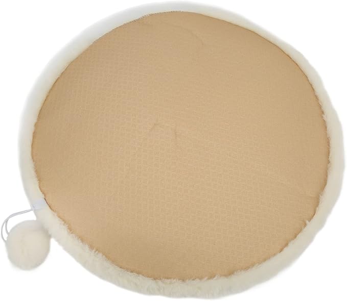 KANASI 1.6 Inch Round Faux Rabbit Fur Cat Bed, Replacement Pad for Pet Sleeping Mats for Windowsills Cages Kennels and Furniture (Cheese White)