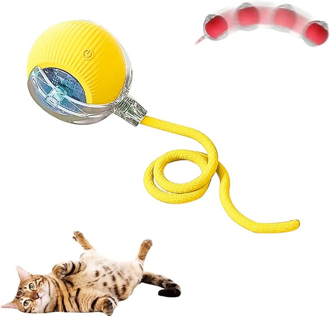 Interactive Cat Toys for Indoor Cats, 2026 New Interactive Pet Toy Ball, Cat Toy Ball for Bored Indoor Cats, Smart Rolling Ball for Dogs & Cats (Yellow)