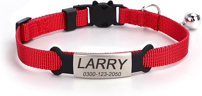Personalized Kitten Cat Collar with Safe Breakaway Quick Release Buckle Bell ID Tag Custom Name and Phone Number for Boy Girl Cats
