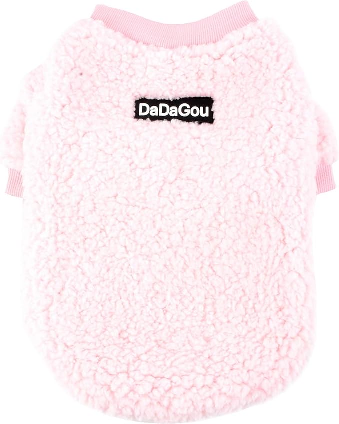 Zunea Small Dog Sweater Coat Winter Fleece Puppy Clothes Sherpa Warm Chihuahua Jacket Jumper Clothing Fall Pet Cat Doggy Boy Girl Shirt Apparel for Cold Weather Pink XXL