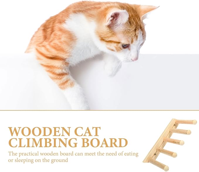 Cat Wall Steps Cat Scratch Wall Mount Shelf Cute Furniture Shelves Elevated Bed Climbing Ladder Steps Indoor Ladder Pet Plaything Wooden Log Tree