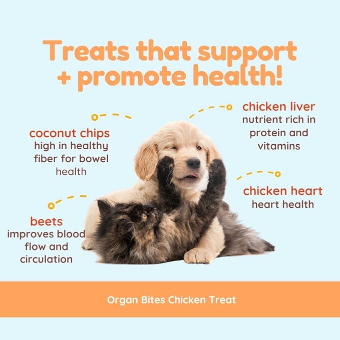 CocoTherapy Organ Bites! Dog and Cat Treat (Chicken + Beet) 3 Oz.