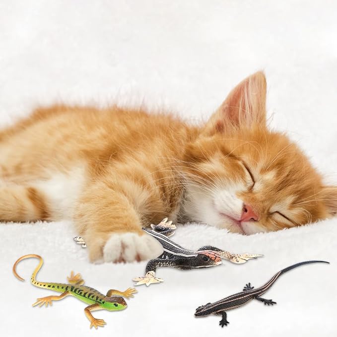 MiOYOOW Cat Funny Toy, 4PCS Lizards Shape Cat Chew Toy Kitten Interactive Toys for Indoor Cats Kittens Halloween Christmas