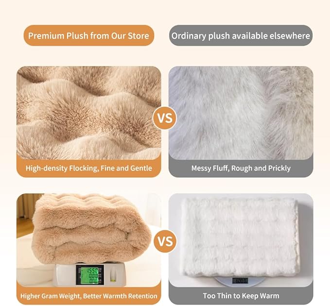 SOMAHE Cat Blanket, Reversible Sherpa & Bubble Fleece Pet Throw, Ultra-Soft Plush for Indoor Cats, Machine Washable, Anti-Static, Warm & Cozy, 22"×18" Inch Coffee