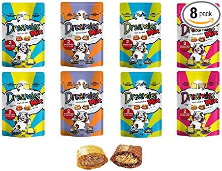 Dreamies Bulk Buy 8 Packs of Mixed (2 of Each Flavour), See Which One Your Cat Or Kitten Loves The Most! Save On Postage by Bulk Buying! 8 X 60G Bags (480G Total)
