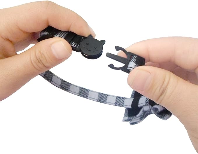 2 Pack/Set Cat Collar Breakaway with Cute Bow Tie and Bell for Kitty and Some Puppies, Adjustable from 7.8-10.5 Inch