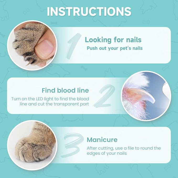Pet Nail Clippers,2026 New Cat Nail Clipper with LED Light,Professional Claw Trimmer,Easy and Pain-Free Grooming Tool for Tiny Kitten Bunny Rabbit Bird Guinea Pigs Ferret Hamsters (A-Pink/2pcs)