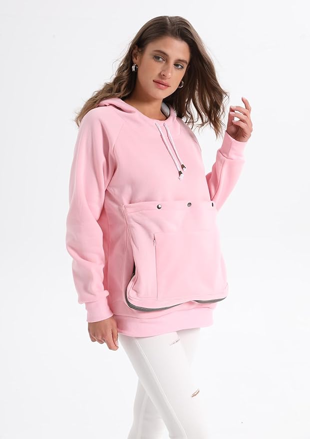 Unisex Cat Pouch Hoodie Long Sleeve Kitten Puppy Holder Hoodies Front Large Pouch Pet Carrier Sweatshirt