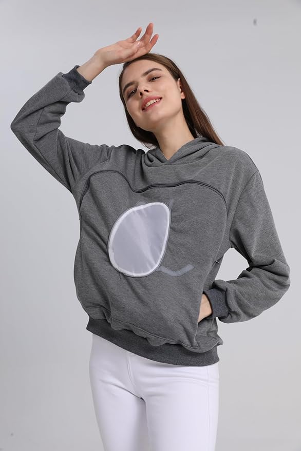 ALYC Pet Carrier Hoodie Cat Dog Pouch Holder Sweatshirt Large Pocket Pullover Shirt with Cat Ear for Women