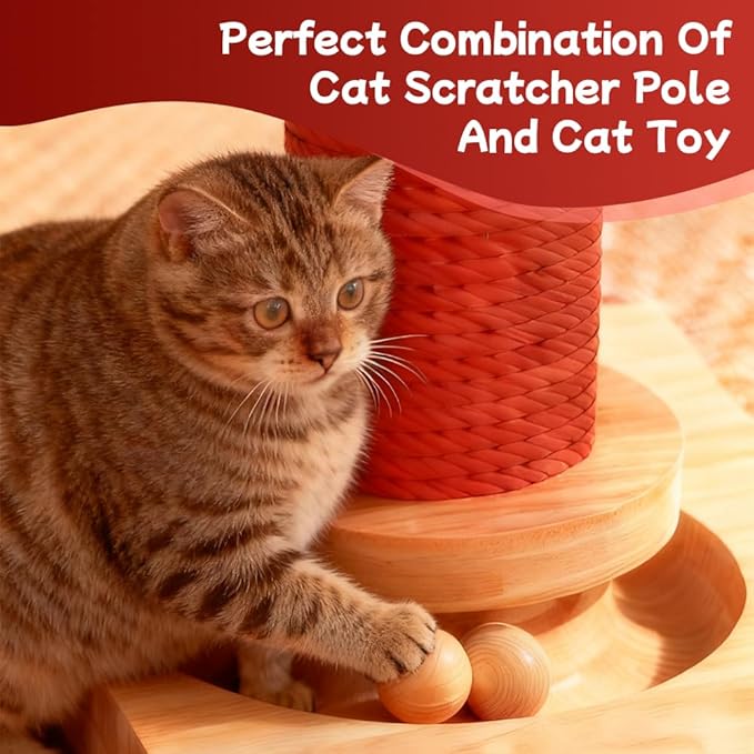 Premium Natural Hemp Double Pagoda Cat Scratcher, Durable Scratching Post for Indoor Cats, Stable Climbing Pole, Furniture Protector, Cat and Kitten Play Tower and Activity Center