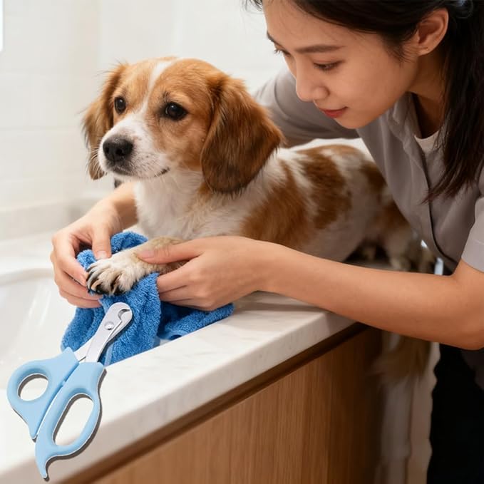 Pet Nail Clippers for Small Animals, Stainless Steel Cat Nail Trimmers with Non-Slip Handle, Safe & Sharp Claw Cutter for Puppies, Cats, Rabbits and Ferrets