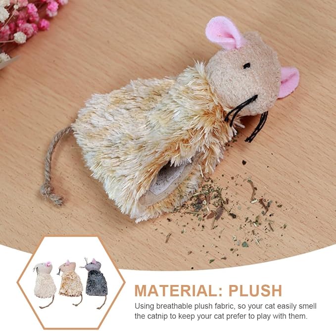 Ipetboom 9pcs Catnip Toys for Cats Refillable - Interactive Cat Chew Toys for Indoor with Natural Jute Tail and Long Fur - Durable Plush Mouse Pet Fun Tool for Hunting Boredom Relief