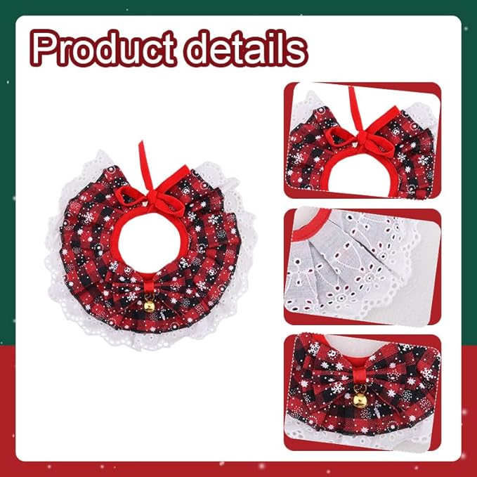 Christmas Dog Bow Ties for Small Medium Large Dogs Cat Bib for Eating Holiday Pet Bandanas for Dogs Scarf and Bow Cat Neck Accessories Xmas Party Pet Bib Costume Outfit Plaid Rabbit Bandana Apparel