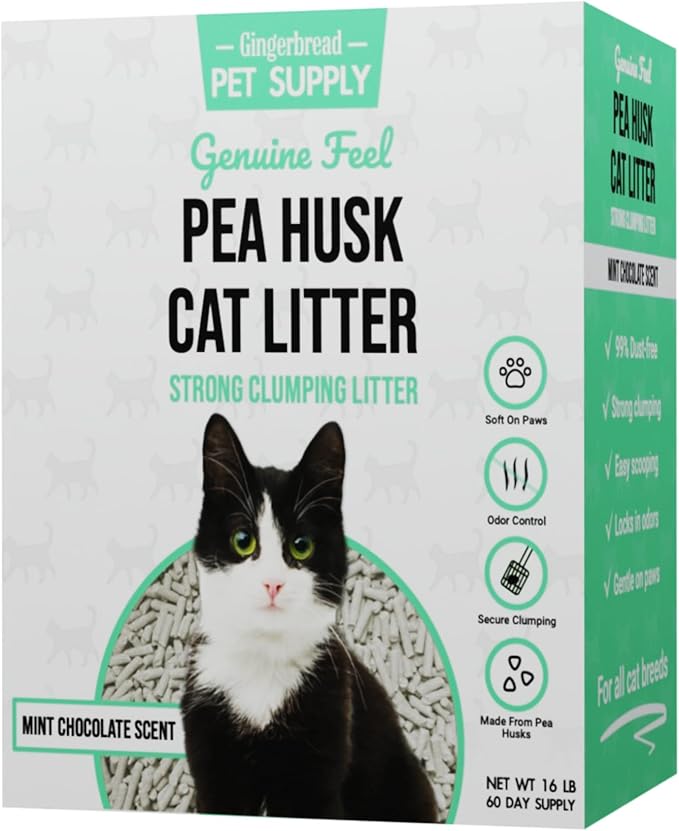 Premium Pea Husk Scented Cat Litter for Happy and Healthy Cats. (Mint Chocolate Chip)(15 lbs)